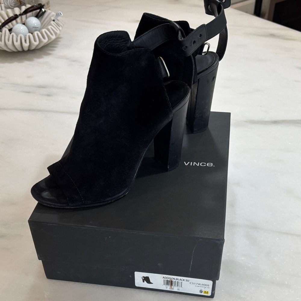 Vince Women's Black Open-Toe Heeled Booties
